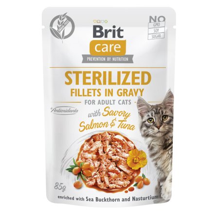 Brit Care Cat Sterilized Fillets in Gravy with Savory Salmon&Tuna 85 g