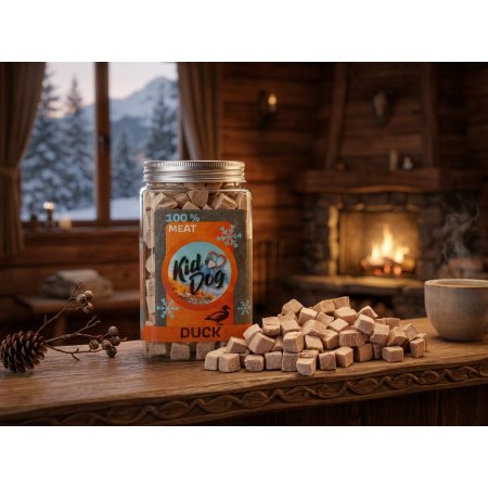 KIDDOG Super Premium 100% freeze dried DUCK CUBES - čisté kachní maso sušené mrazem 75 g