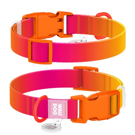 WAUDOG obojek nylon Gradient růžovo-oranžový QR (S/25-35cm/1,5cm)