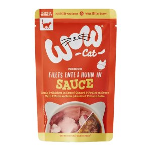 WOW Cat kapsička Sauce Kachna s kuřecím Adult 85g
