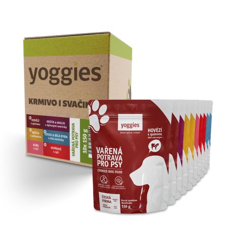 Yoggies vařené potrava Degustační menu 10 x 150 g (POŠKOZENÝ OBAL, váha 1,35kg)