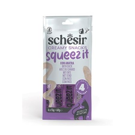 Schesir Cat kapsa Squeez It Kachna krém 4x15g