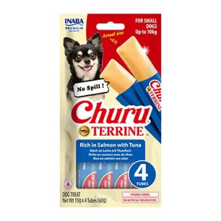 Churu Dog Terrine losos s tuňákem plemena S 4x15g