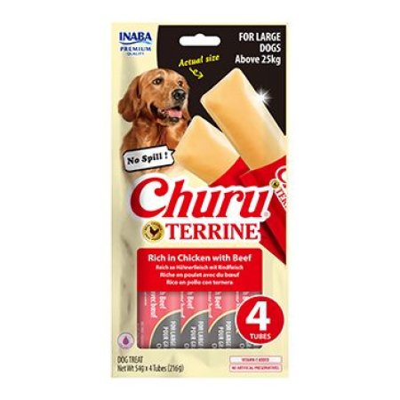 Churu Dog Terrine kuřecí s hovězím plemena L 4x54g