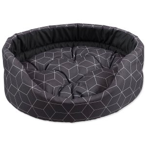 Pelech Dog Fantasy oval s polštářem šedý se vzorem 54x46x16cm
