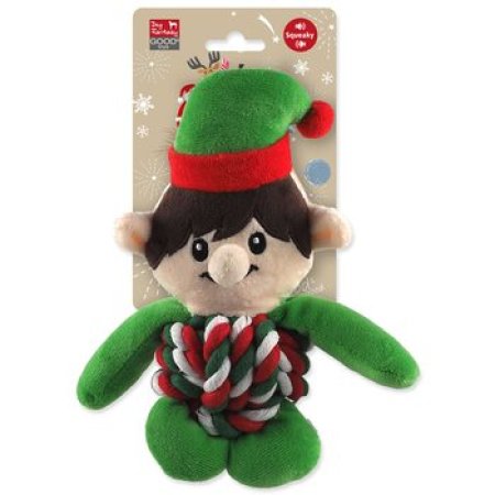 Hračka Dog Fantasy Winter Tale skřítek uzlový s pískátkem 20cm