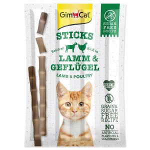 Pochoutka GimCat jehněčí a drůbež, tyčinky 4ks