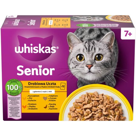 Whiskas kapsička Senior drůbeží výběr v želé 12 x 85 g