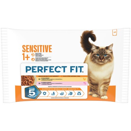PERFECT FIT kapsička Sensitive kuře a losos 4 x 85 g