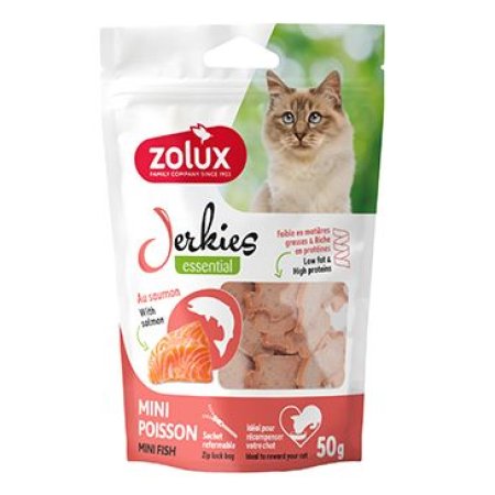 Pochoutka kočka JERKIES MINI rybky losos 50g Zolux