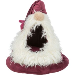 Xmas Bed Dwarf, vánoční sametová kukaň Skřítek, ø 45 × 47 cm, bordó