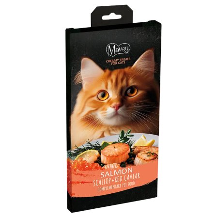 Mavsy Cat Creamy Superfood lízací pyré Losos s hřebenatkou a kaviárem 5x15g