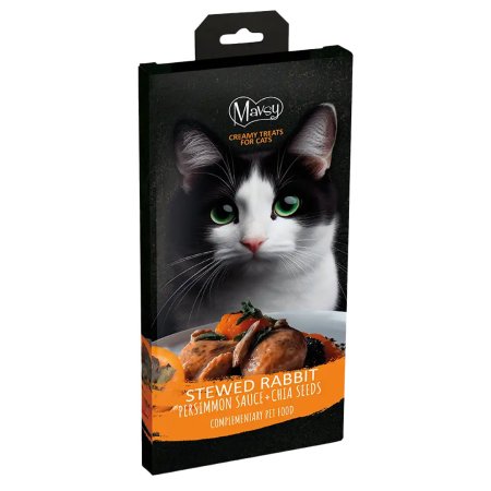 Mavsy Cat Creamy Superfood lízací pyré Králík dušený s kaki omáčkou a chia 5x15g