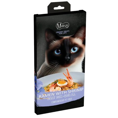 Mavsy Cat Creamy Superfood lízací pyré Ramen Křepelčí vejce s krevetami 5x15g