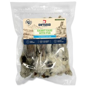 Pochoutka Ontario Pure Nature králičí uši se srstí 250g