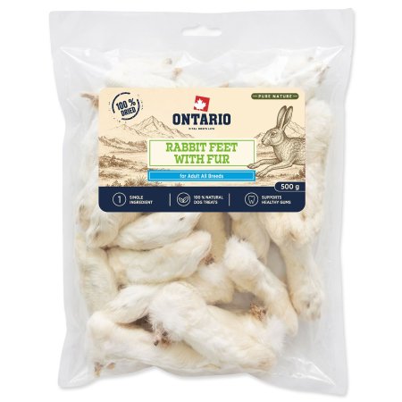 Pochoutka Ontario Pure Nature králičí pacičky se srstí 500g