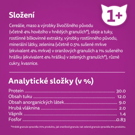 WHISKAS granule s hovězím masem 14 kg