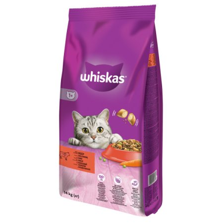 WHISKAS granule s hovězím masem 14 kg