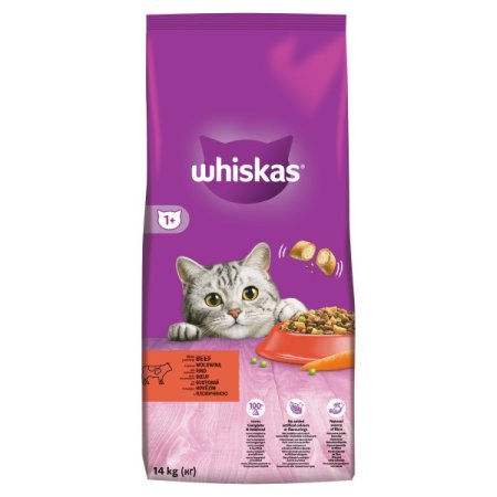WHISKAS granule s hovězím masem 14 kg