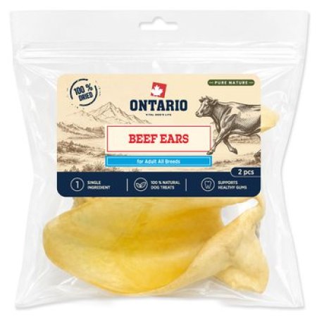 Pochoutka Ontario Pure Nature hovězí uši sušené 2ks