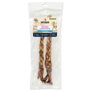 Pochoutka Ontario Pure Nature jehněčí penis pletený sušený 2ks 15cm