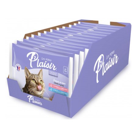 Plaisir cat Kapsa Multipack pro dospělé i kastrované kočky 4x85g (2xlosos, 2xpstruh) (EXPIRACE 02/2026)