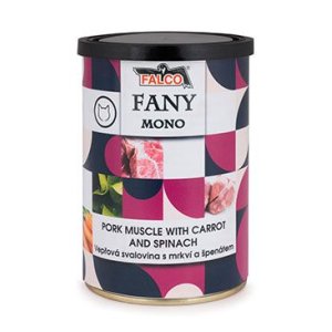 FALCO FANY CAT MONO vepřová sval.s mrkví a špenát 400g