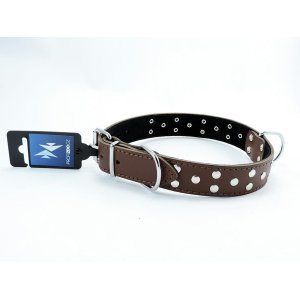 PROFIZOO Obojek STELLA, podšitý filcem, zdobený nýty (30mm x 65cm) hnědá