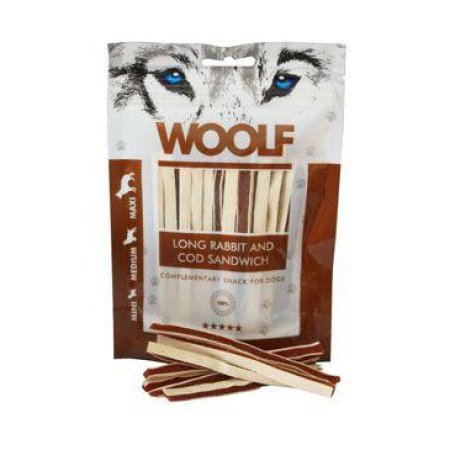 WOOLF pochoutka soft Rabbit&Pollock sandwich LONG 100g