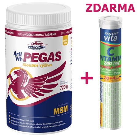 VITAR Veterinae Pegas MSM pro koně 720 g + Maxivita - šumivý vitamín C ZDARMA