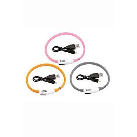 LED světelný obojek pro kočky oranžový obvod 20-35cm