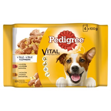 PEDIGREE kapsička s hovězím a drůbežím v želé 4pack 400 g