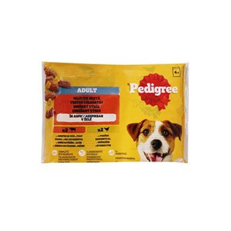 Pedigree kapsička s hovězím a drůbežím v želé 4pack 400 g