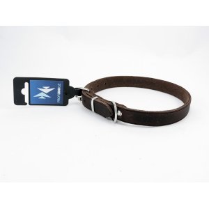 PROFIZOO Obojek ZUBR, mastná kůže (18mm x 50cm) hnědá