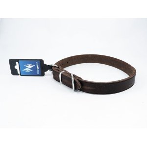 PROFIZOO Obojek ZUBR, mastná kůže (22mm x 60cm) hnědá