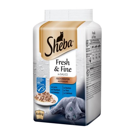 SHEBA kapsička Fresh&Fine mix losos a tuňák 6pack 300 g