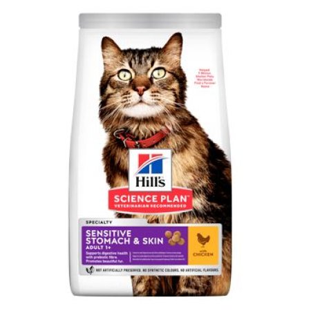 Hill’s Science Plan Sensitive Stomach & Skin pro dospělé kočky s kuřecím 7 kg