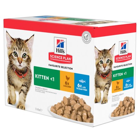 Hill’s Science Plan kapsičky pro koťata mix kuře, ryba 12 x 85 g
