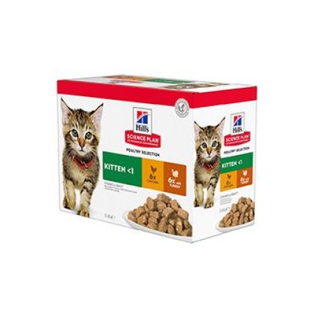 Hill’s Science Plan kapsičky pro koťata mix kuře, krůta 12 x 85 g