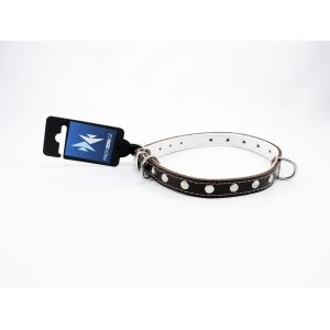 PROFIZOO Obojek STELLA, podšitý filcem, zdobený nýty (16mm x 45cm) hnědá