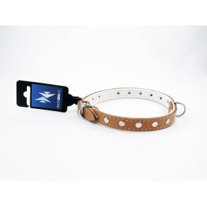 PROFIZOO Obojek STELLA, podšitý filcem, zdobený nýty (16mm x 45cm) přírodní