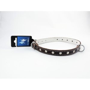 PROFIZOO Obojek STELLA, podšitý filcem, zdobený nýty (18mm x 50cm) hnědá