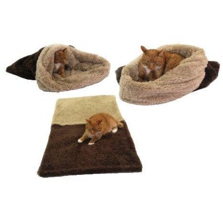 Pelíšek pro kočky XL - DE LUXE - tmavě hnědá/béžová