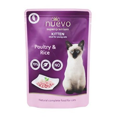 Nuevo kotě drůbeží s rýží kapsa 85g