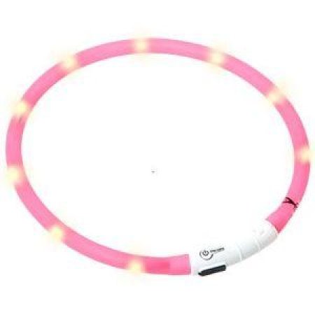 LED světelný obojek růžový obvod 20-75cm