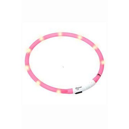 LED světelný obojek růžový obvod 20-75cm