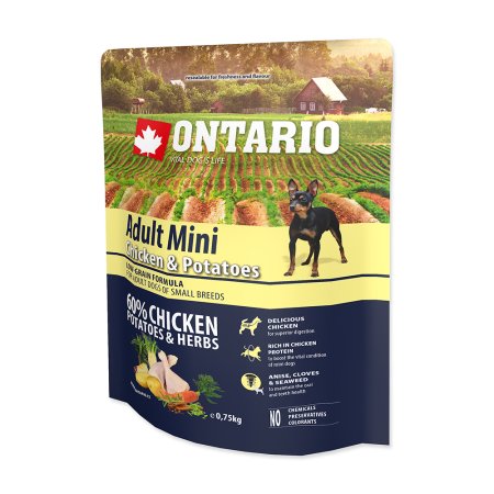 ONTARIO Dog Adult Mini Chicken & Potatoes & Herbs 0,75 kg