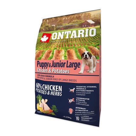 ONTARIO Puppy & Junior Large Chicken & Potatoes & Herbs 2,25 kg