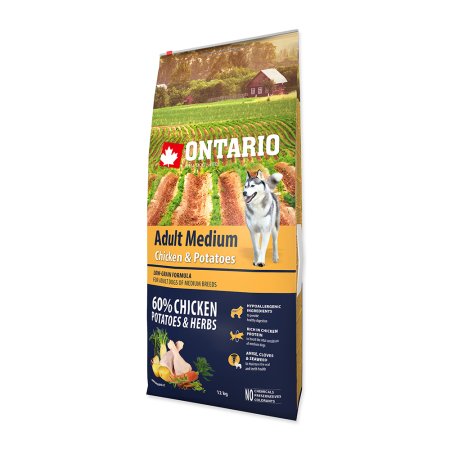 ONTARIO Dog Adult Medium Chicken & Potatoes & Herbs 12 kg