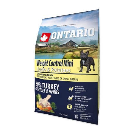 ONTARIO Dog Mini Weight Control Turkey & Potatoes 2,25kg